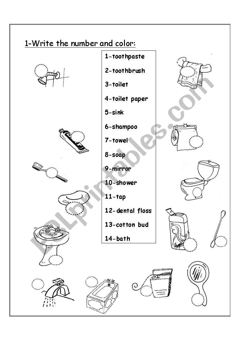 bathroom worksheet