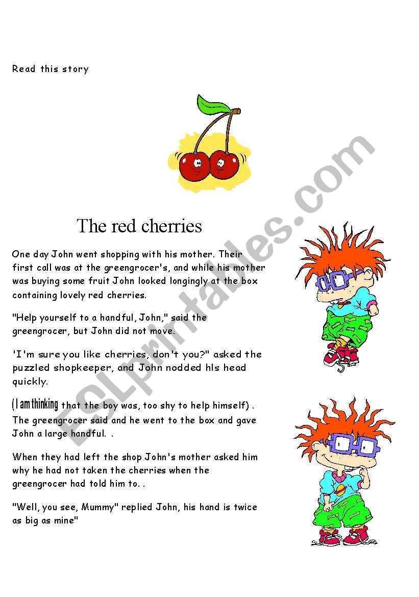 the red cherries reading worksheet