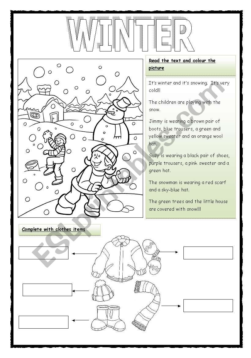 Winter activities worksheet