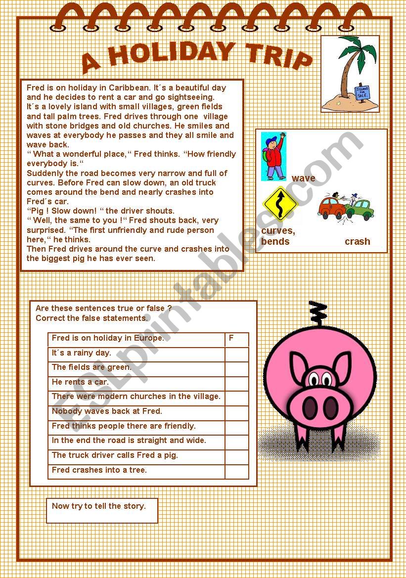 A HOLIDAY TRIP worksheet