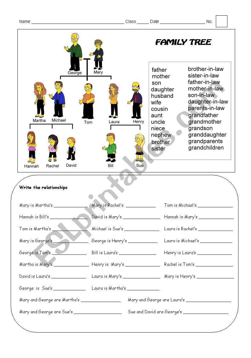 Family tree worksheet