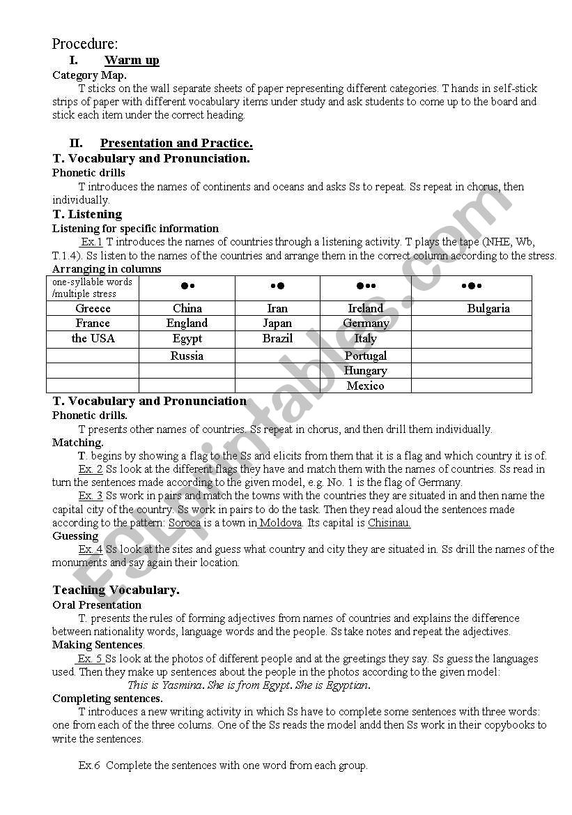 the map of the world worksheet