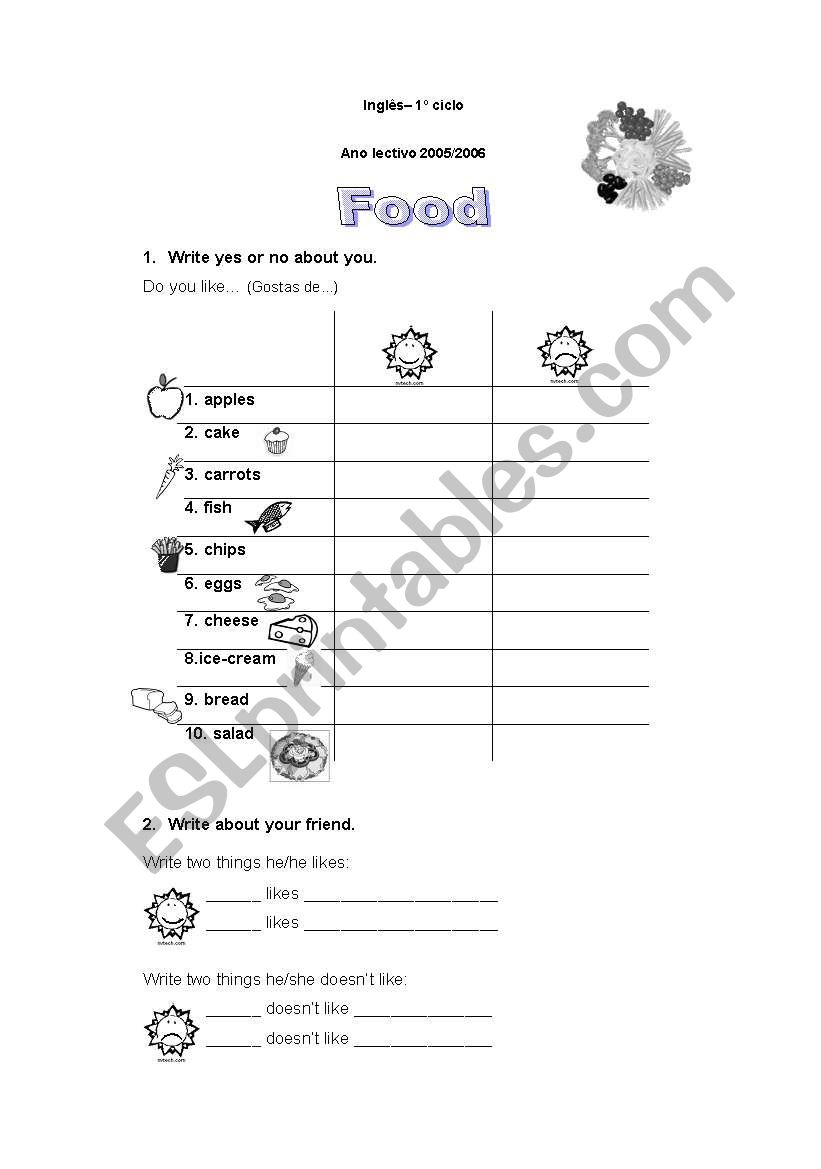 Food worksheet