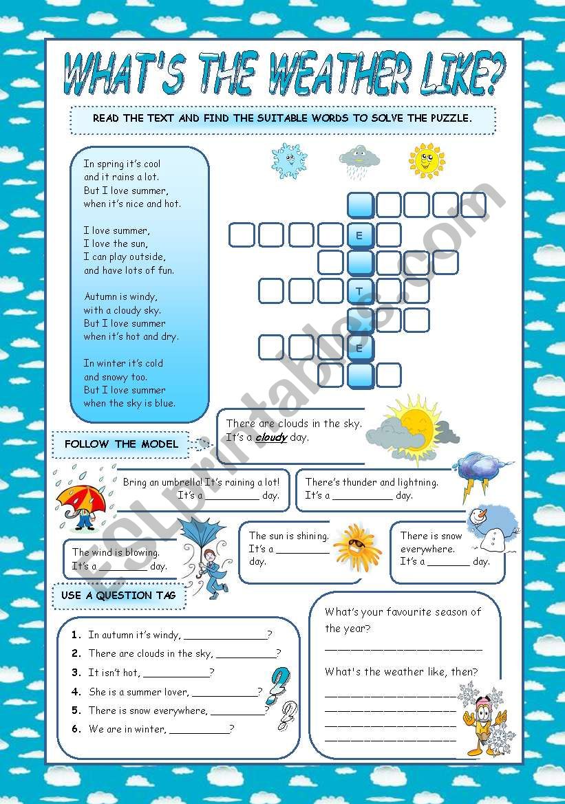 WHATS THE WEATHER LIKE? worksheet