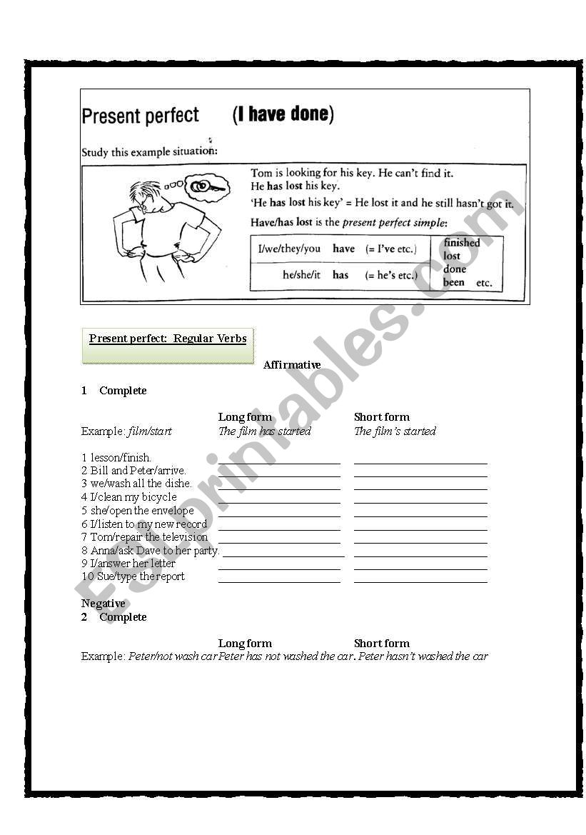 Present Perfect worksheet