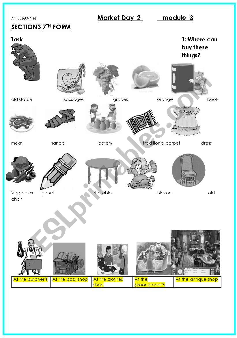 MARKET DAY worksheet