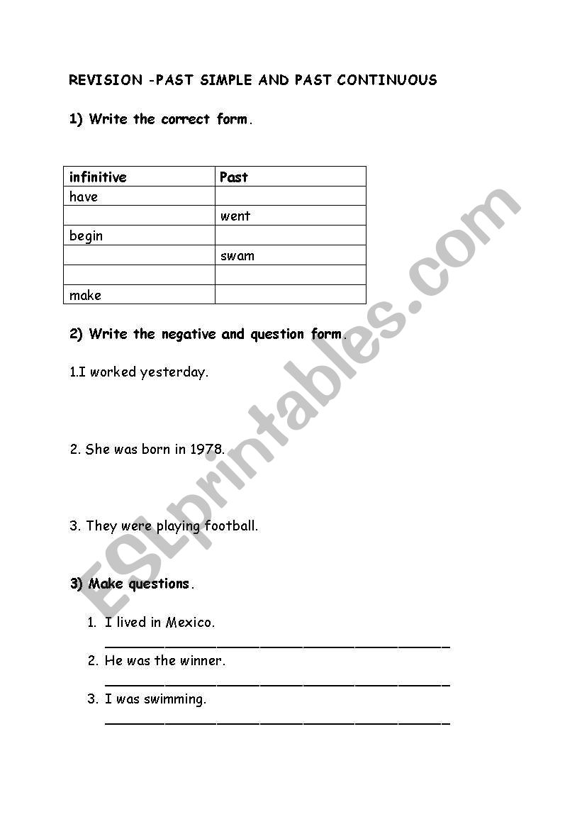 Revision: Past Simple and Past Continuous