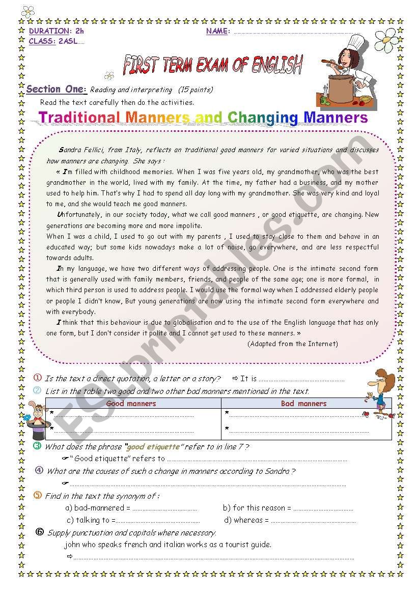 Traditional manners and changing manners