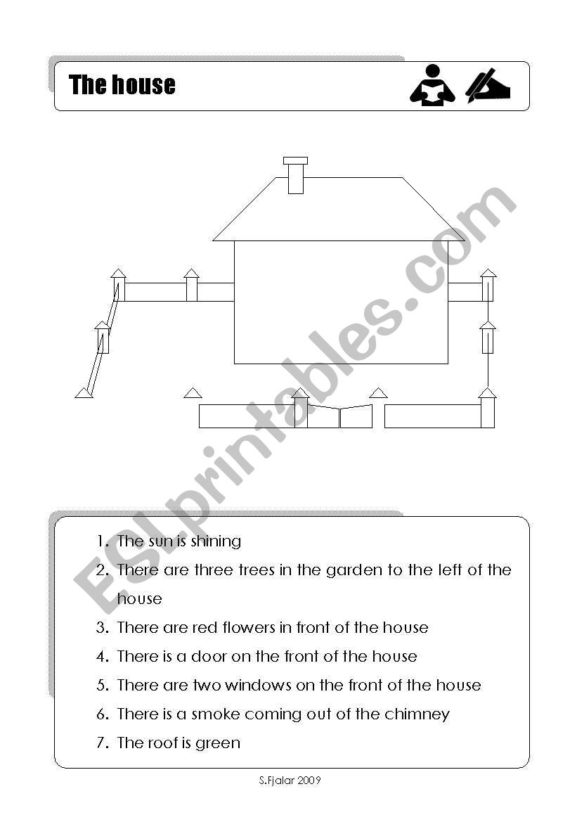 Read and draw - The house worksheet