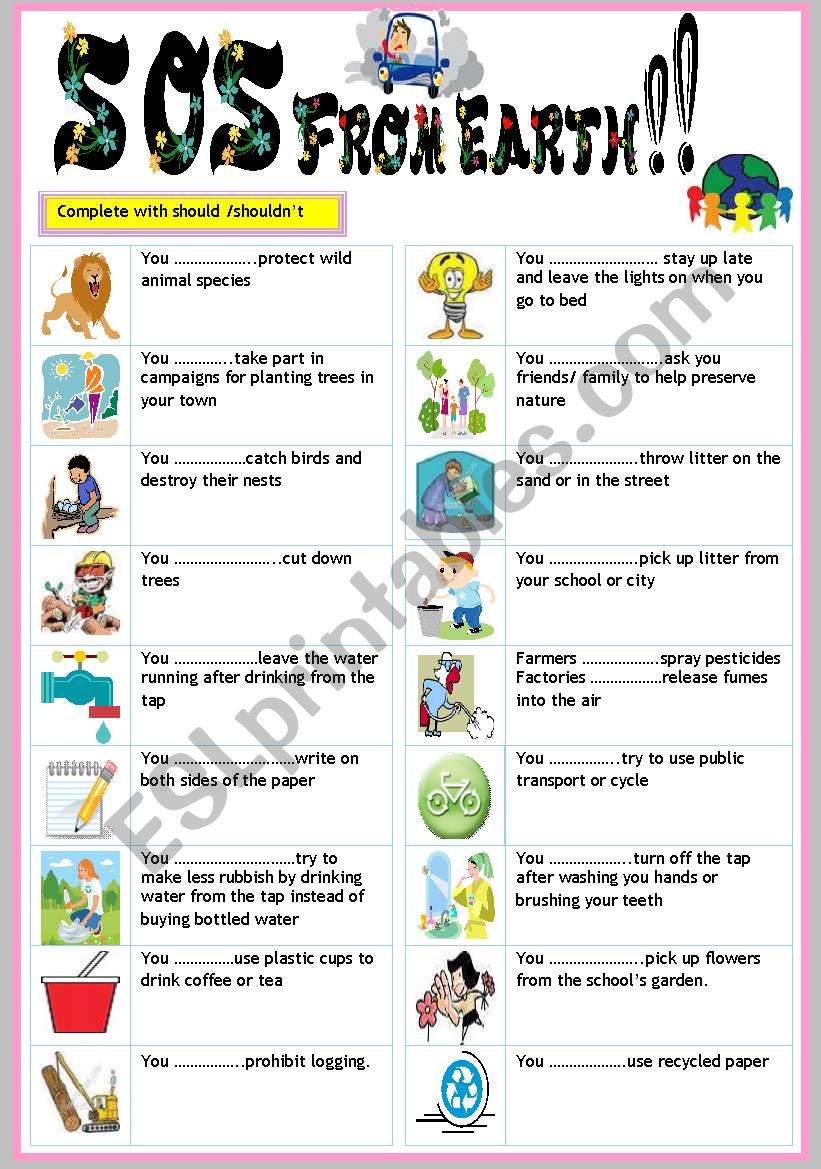 sos from earth worksheet