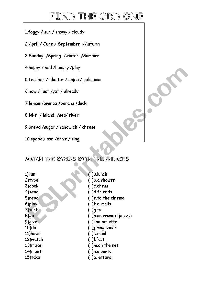 vocabulary worksheet