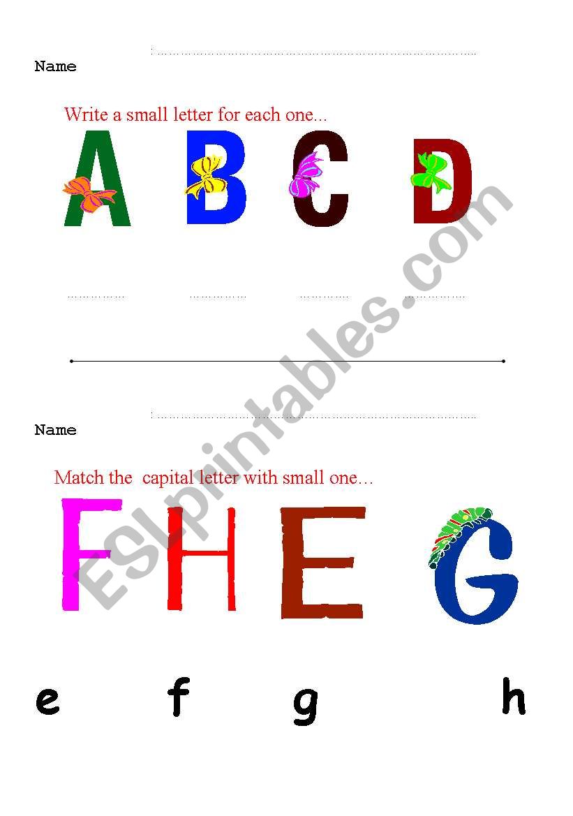 maching letters worksheet