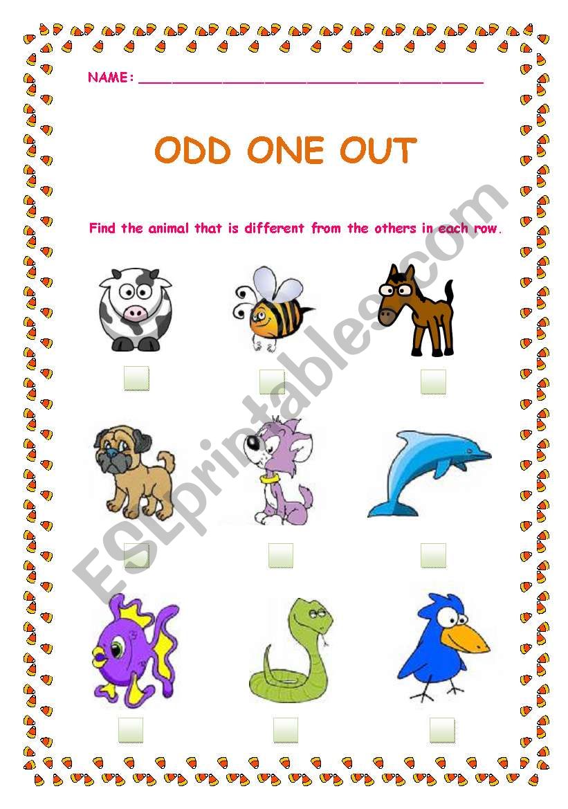 Pets And Farm Animals Odd One Out Esl Worksheet By Liadias