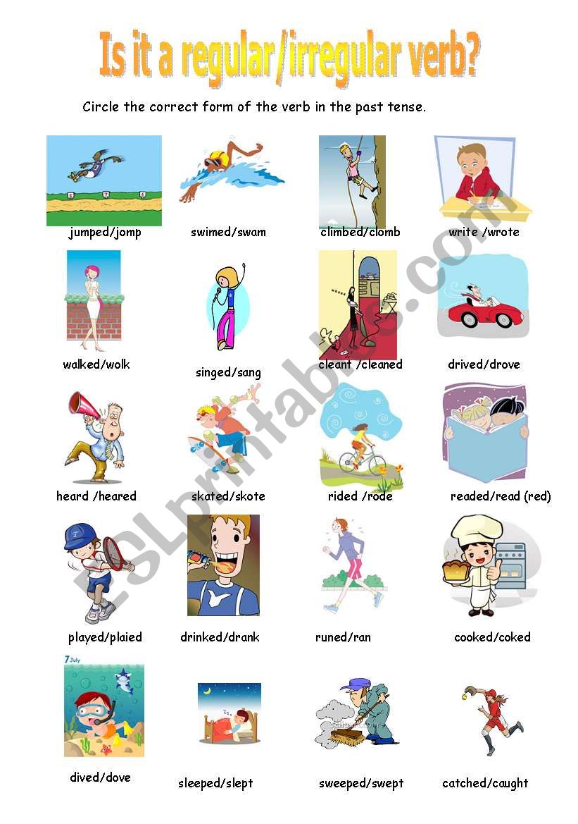 Regular/Irregular verbs worksheet