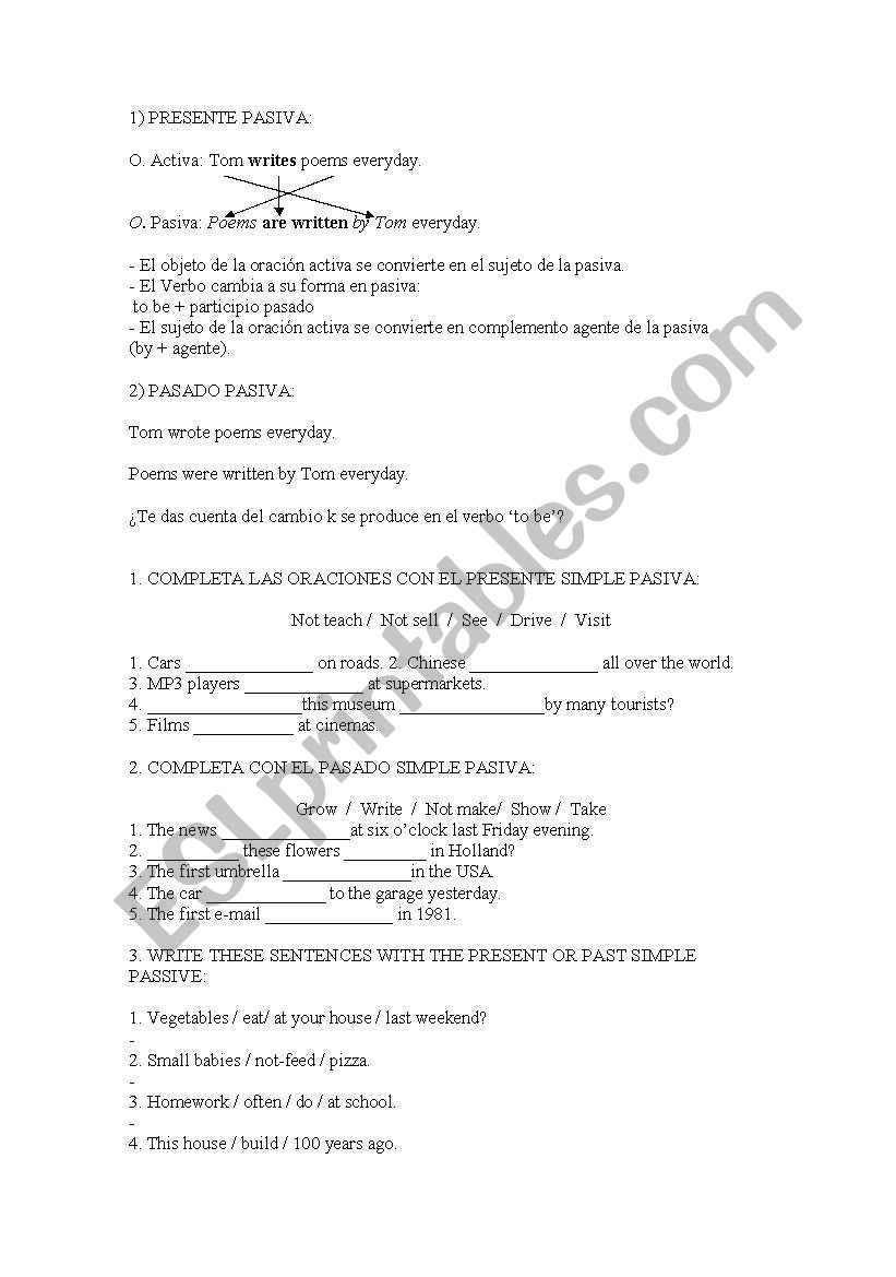 PASSIVE worksheet