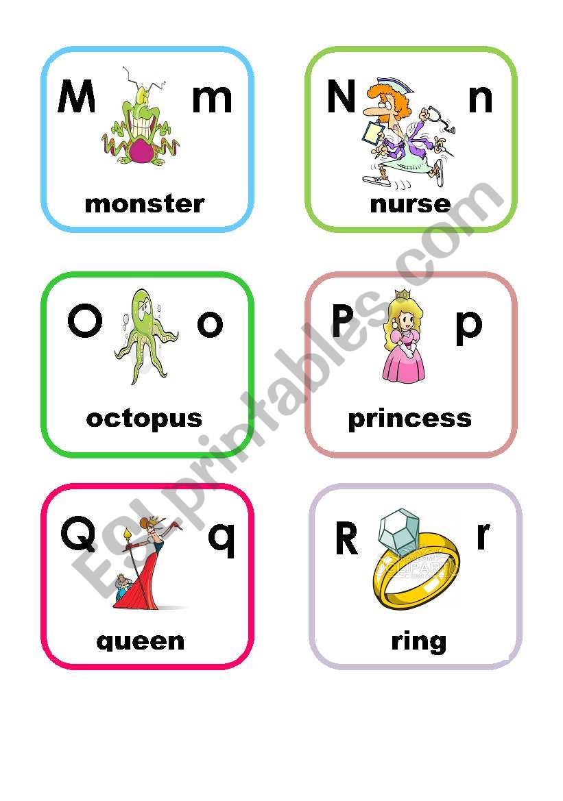 Alphabet cards Second part worksheet