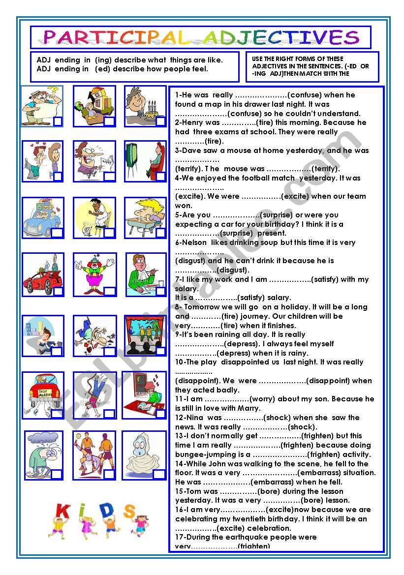 PARTICIPAL ADJECTIVES worksheet