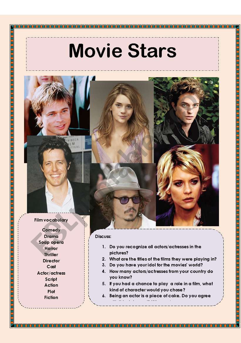 Movie stars - discussion worksheet