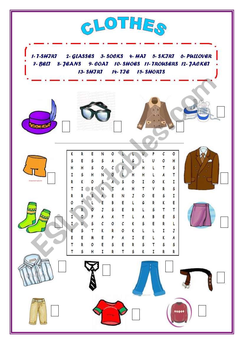 CLOTHES worksheet