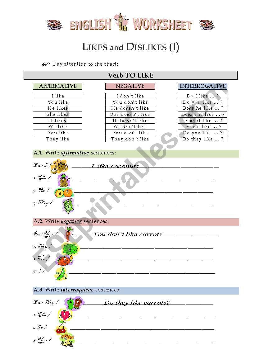 Likes and Dislikes (I) worksheet