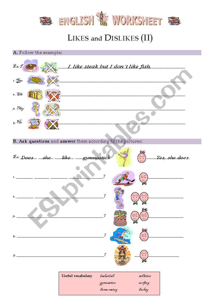 Likes and Dislikes (II) worksheet