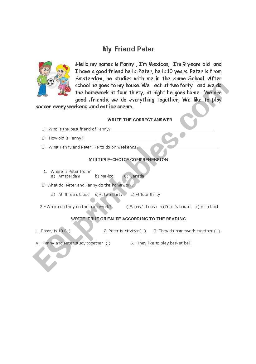 My friend worksheet
