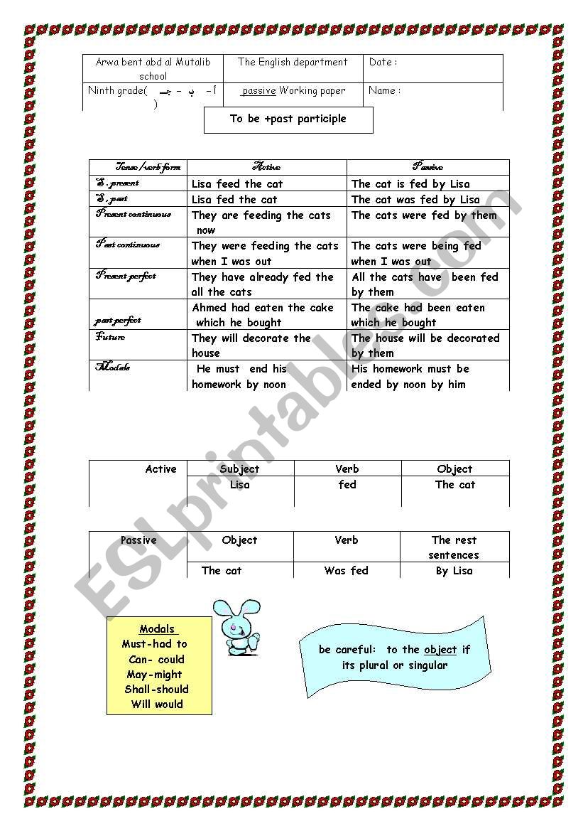 passive worksheet