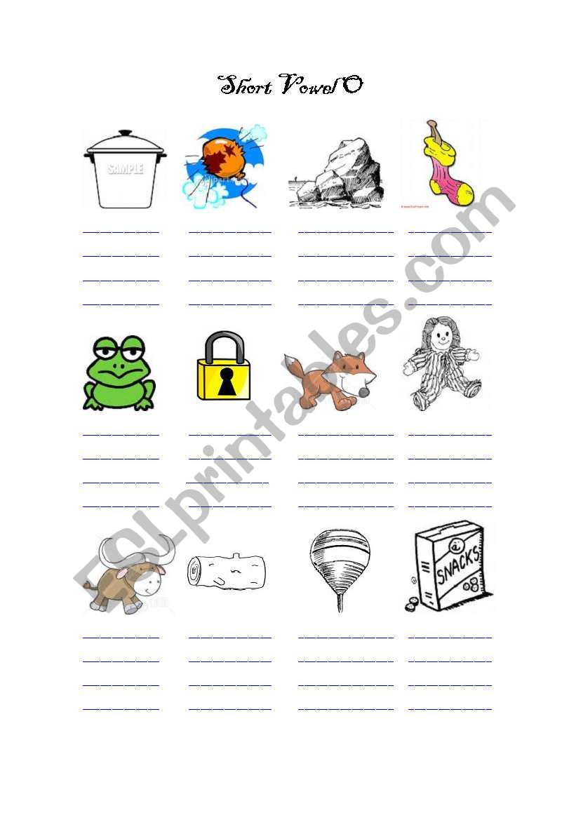 Short Vowel o worksheet