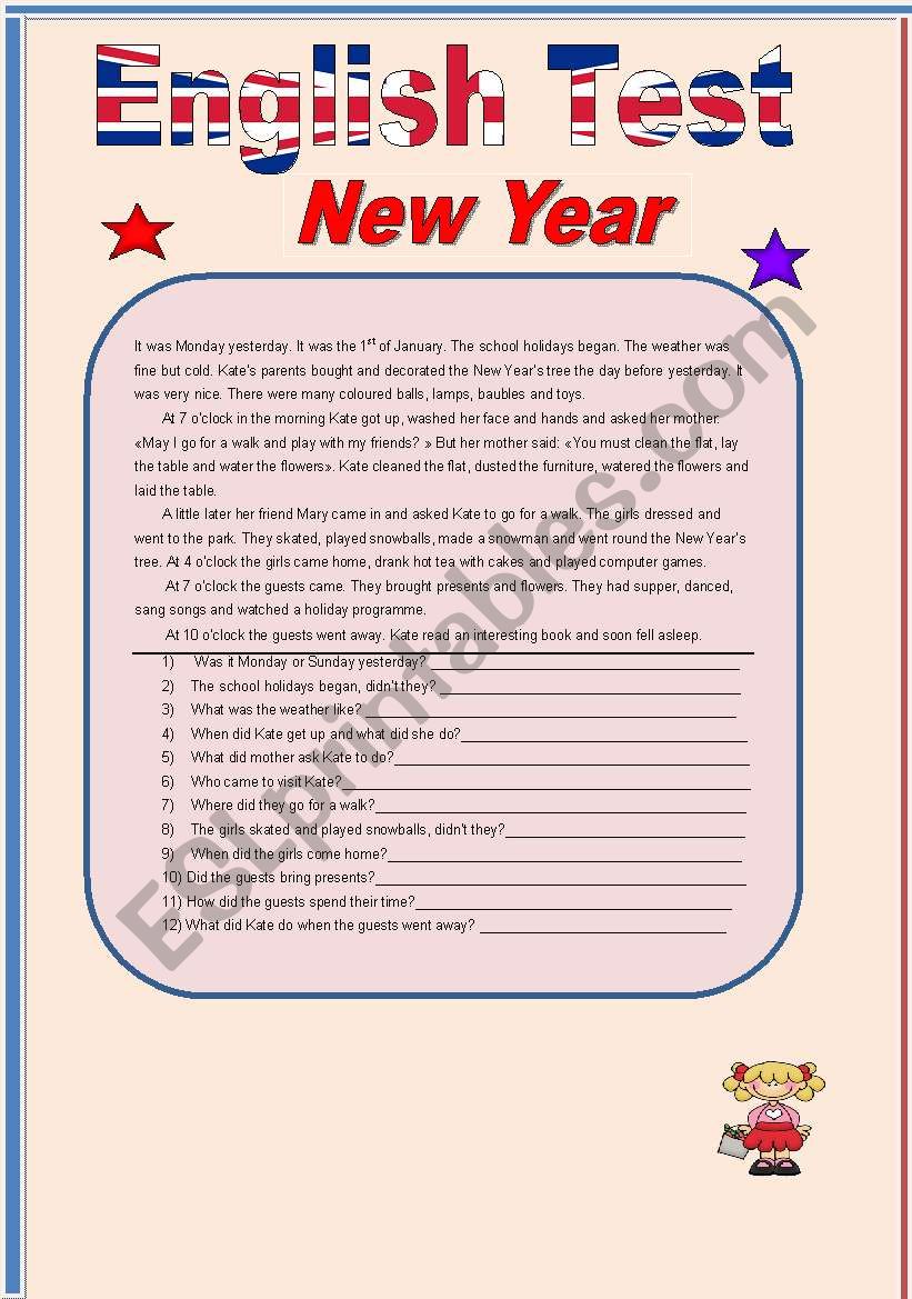 New Year worksheet