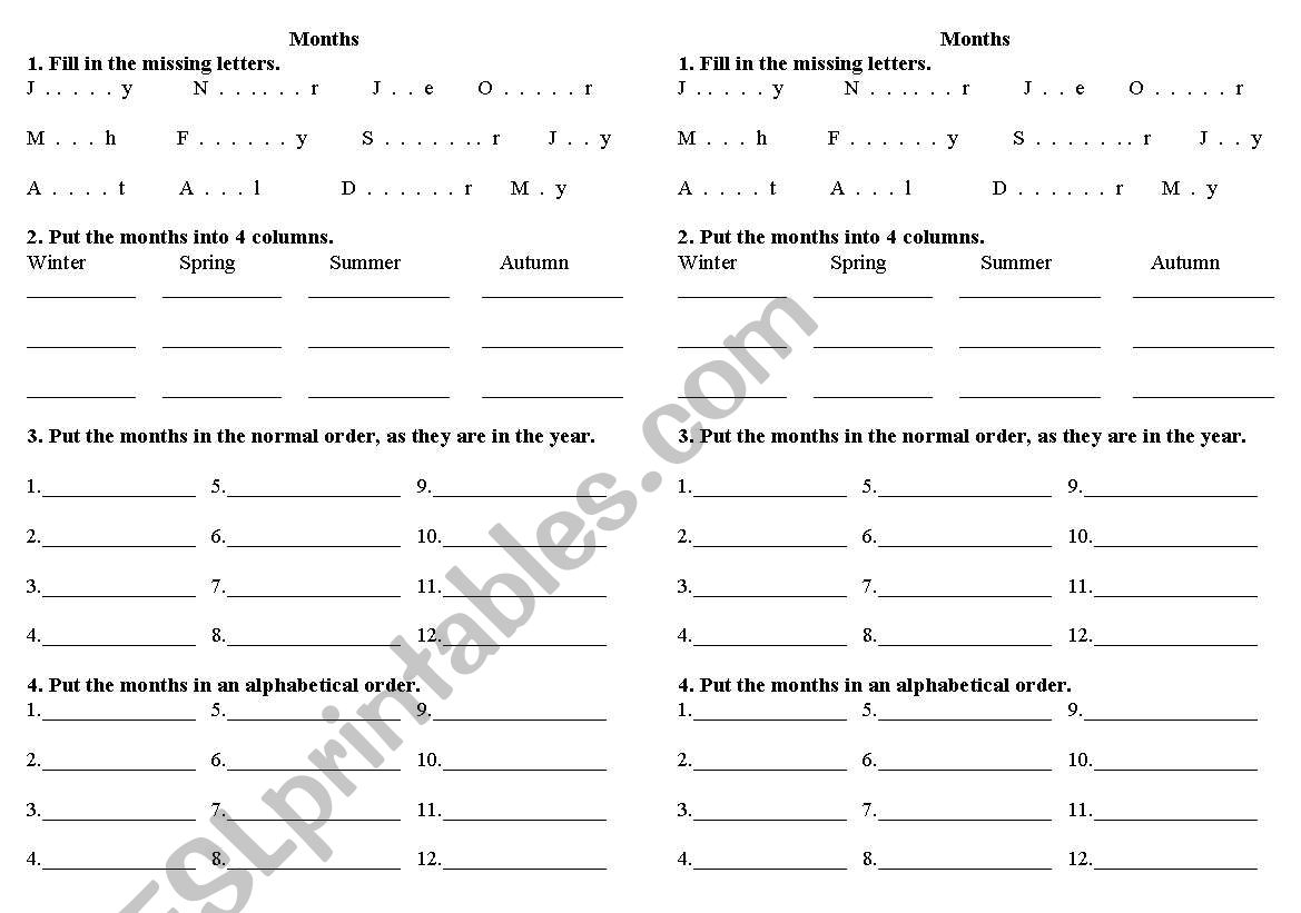 Practicing English Months worksheet