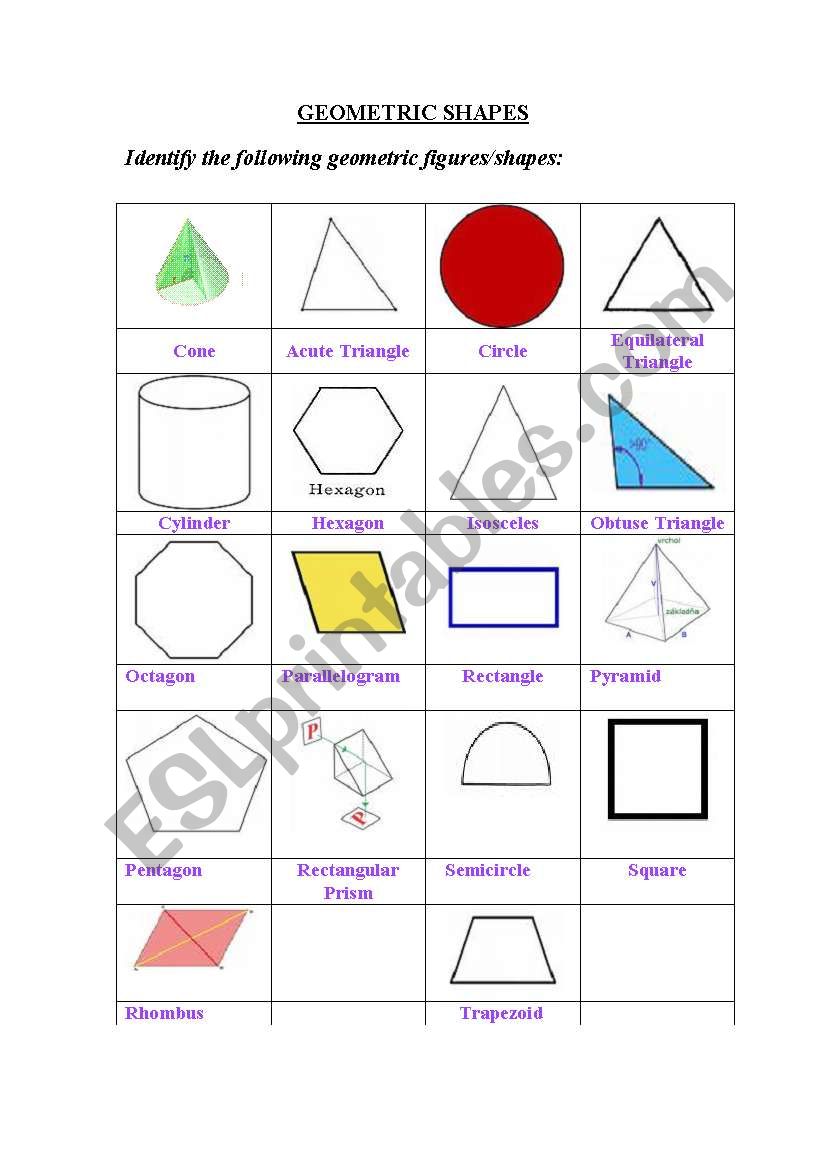 GEOMETRIC SHAPES worksheet