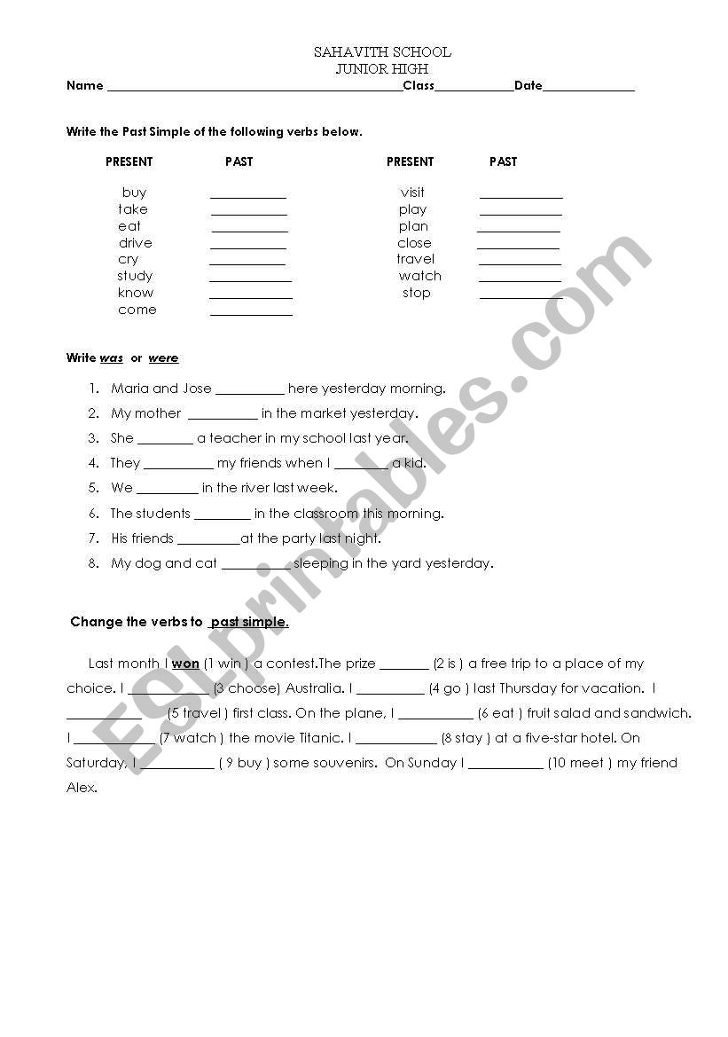 simple past worksheets worksheet