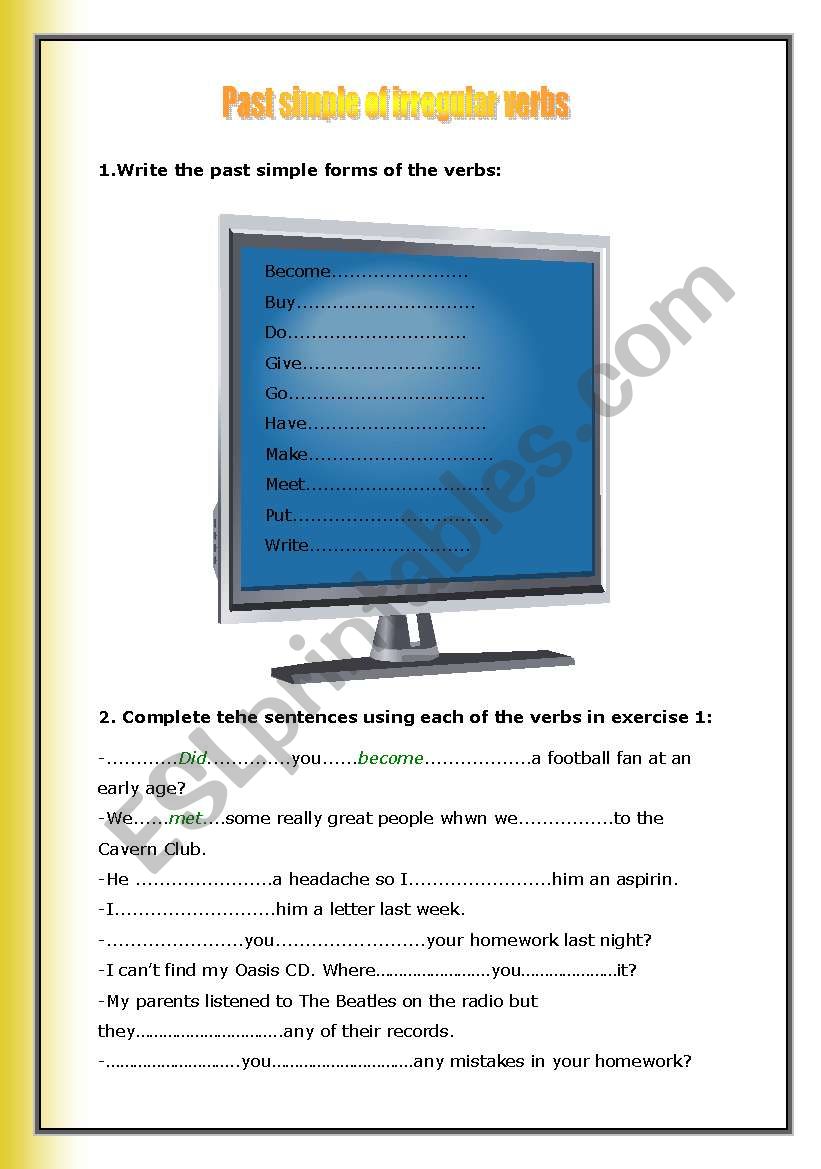 Present simple of irregular verbs