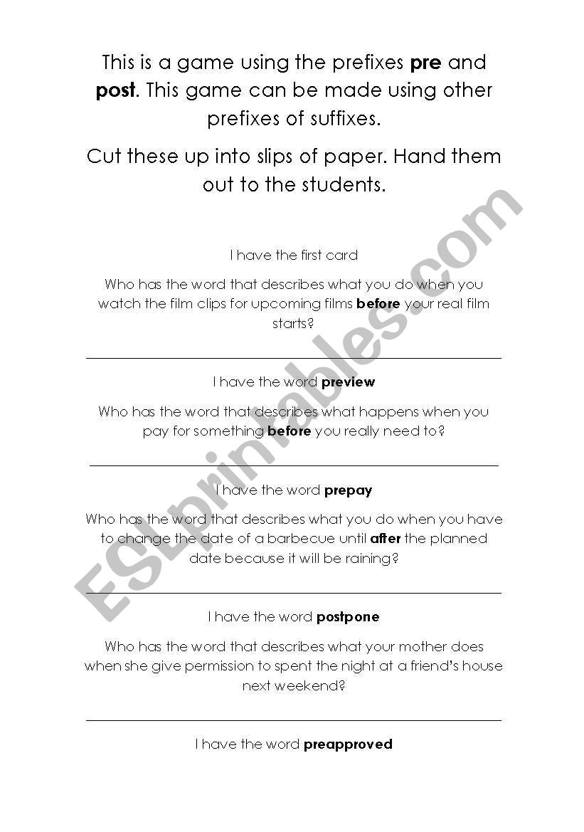 prefixes and suffixes  worksheet