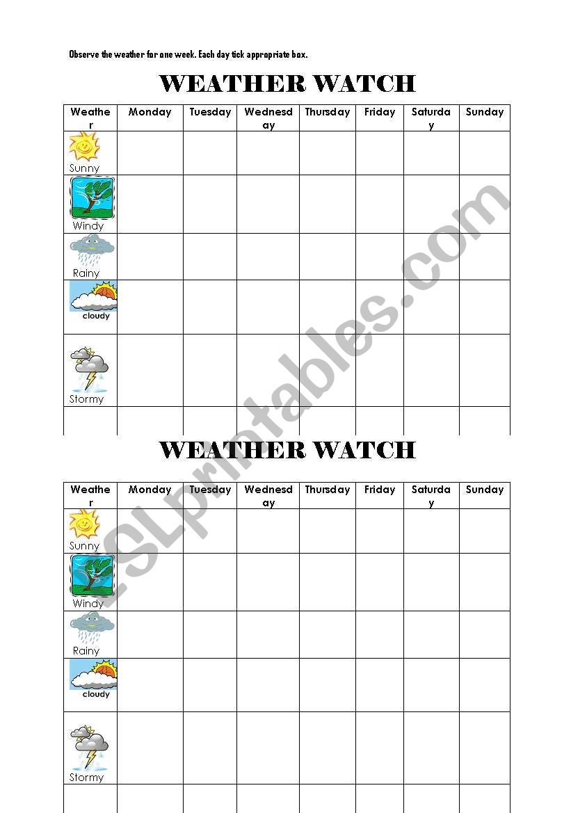 Weather Watch worksheet