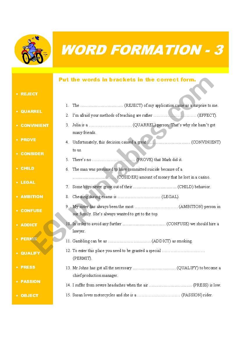 Word formation - part 3 - 30 SENTENCES - fully editable - new!!!