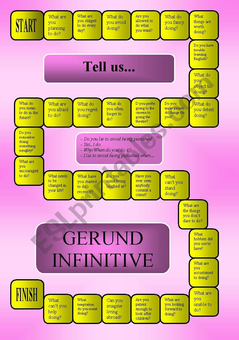 Gerund - Infinitive - a boadgame (fully editable)