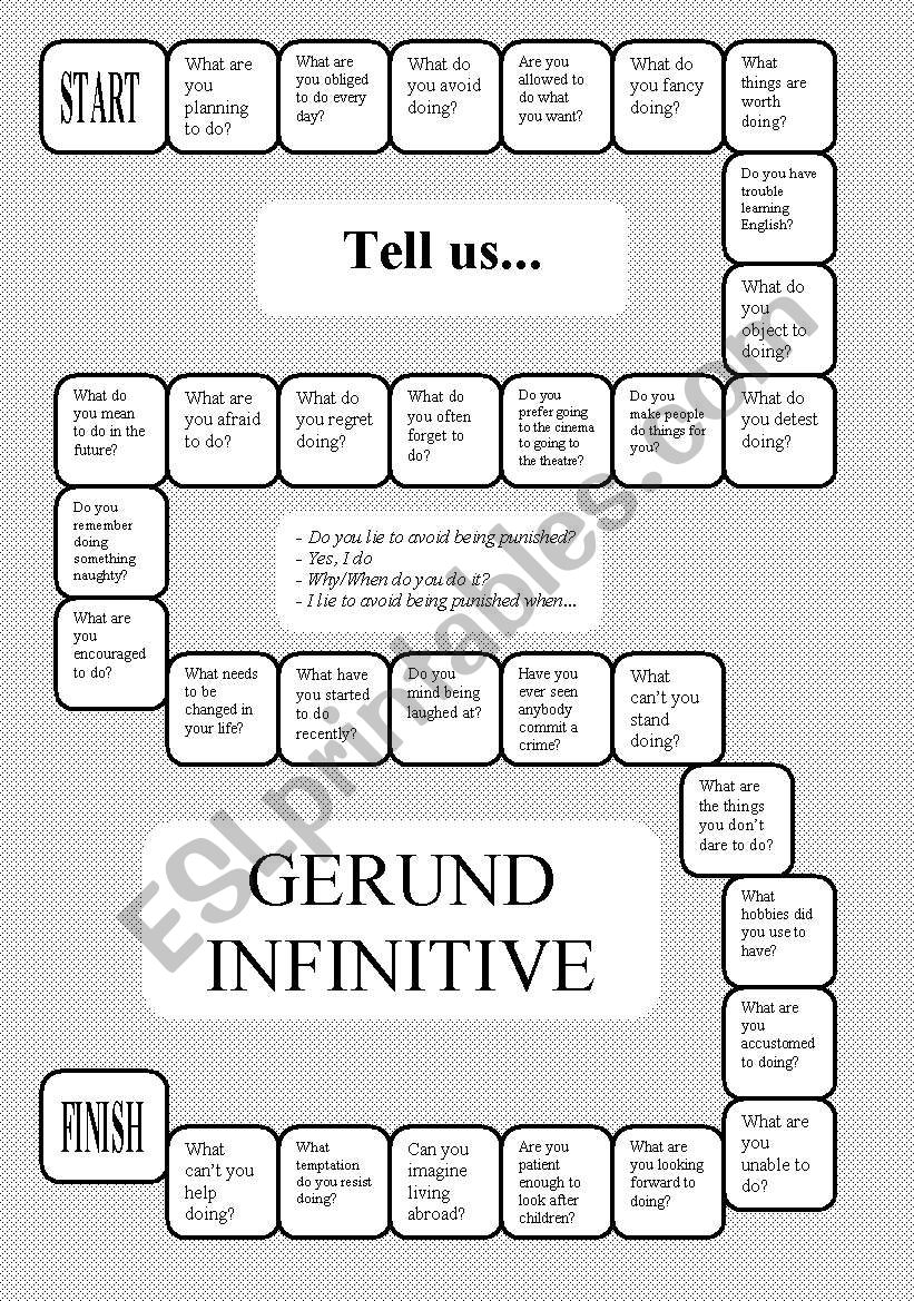 Gerund - Infinitive - a boadgame (fully editable)