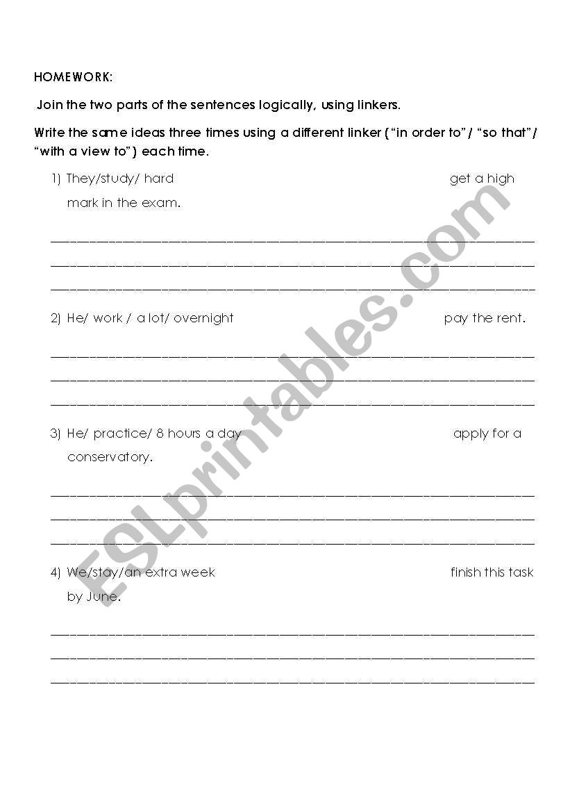 Linkers of result worksheet