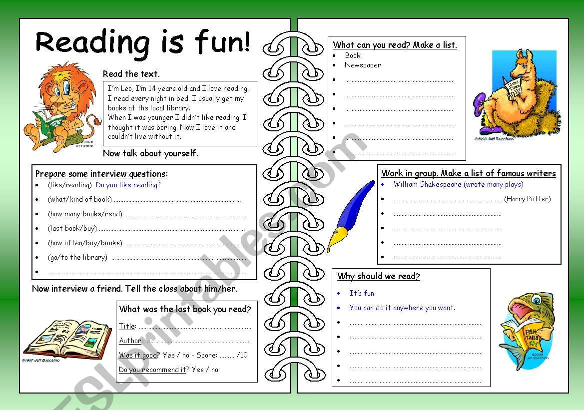 Four Skills Worksheet - Reading is Fun