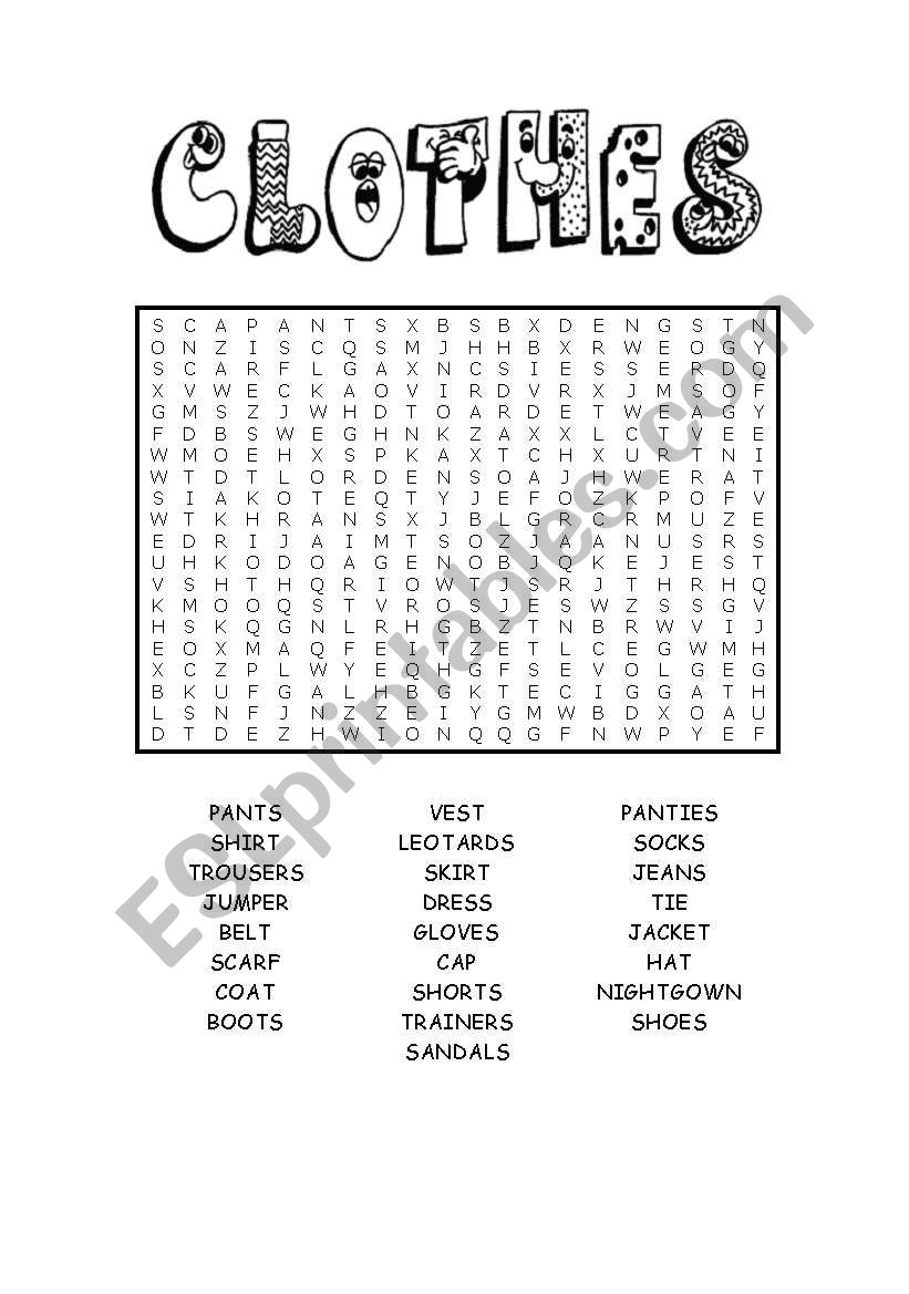 Clothes worksheet