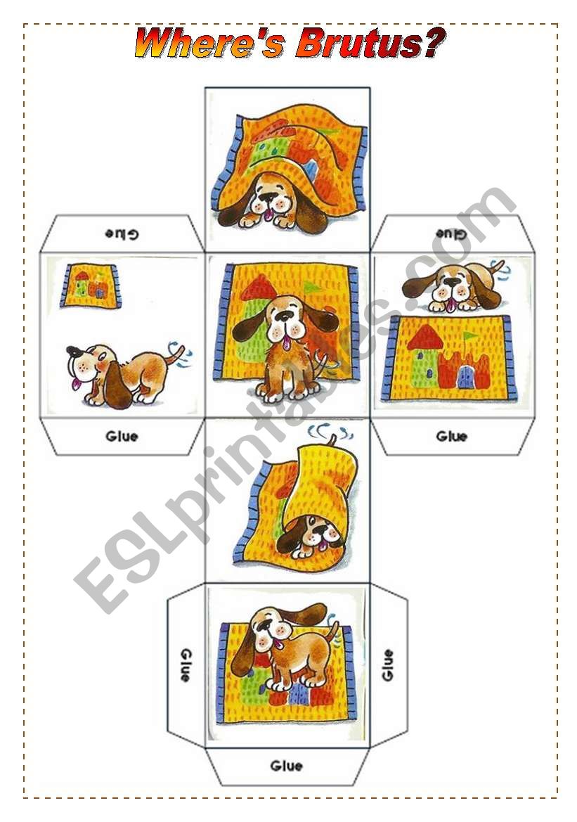 Prepositions dice + cards  worksheet