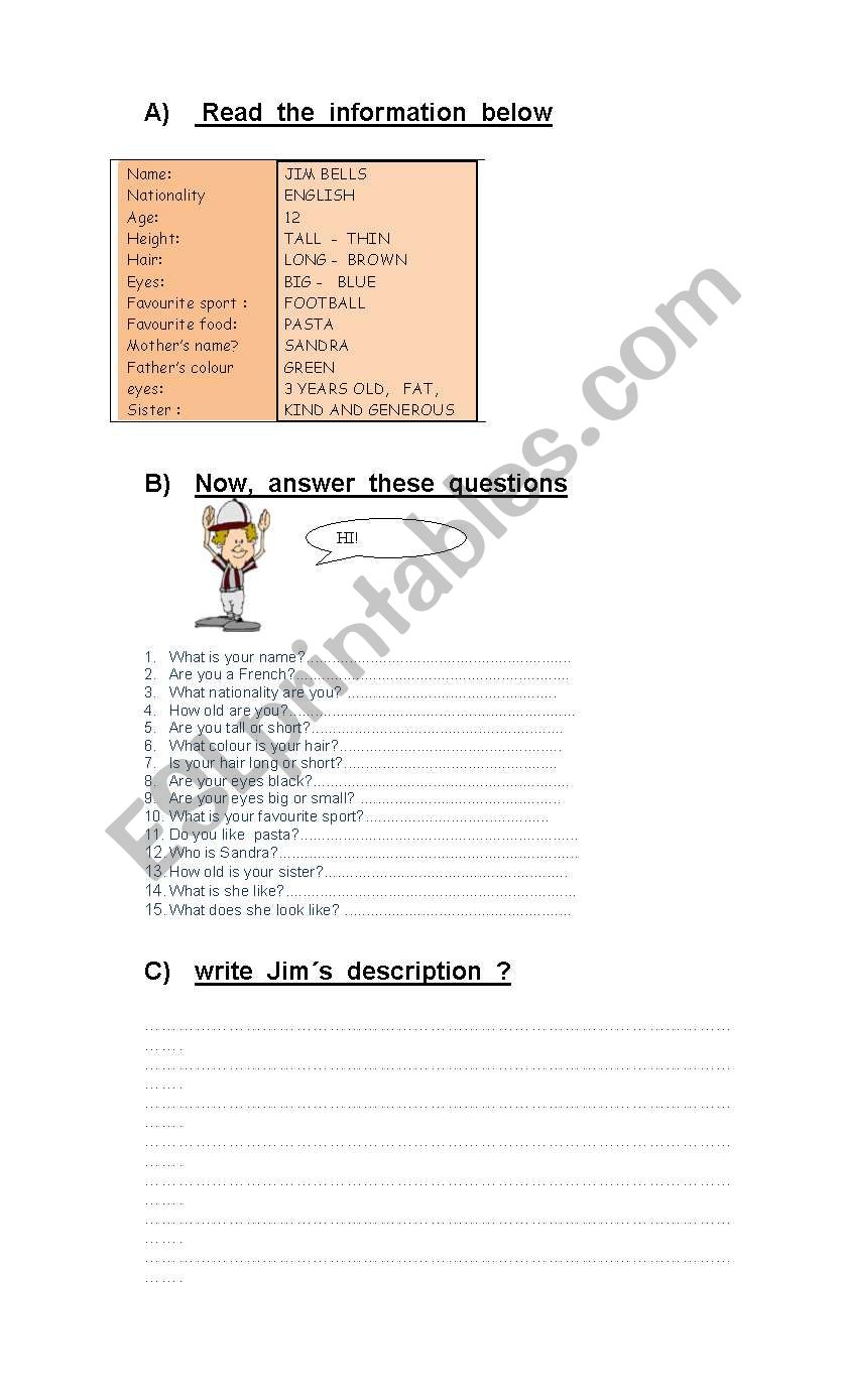 Think and write worksheet