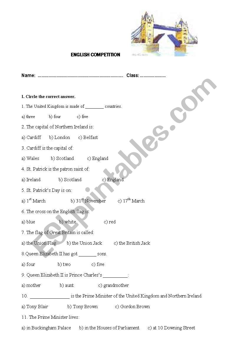 Quiz about UK, Australia and the USA.