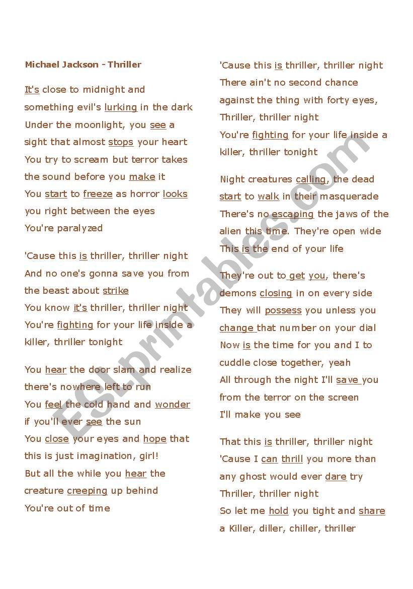 Michael Jackson- Thriller Verb Find