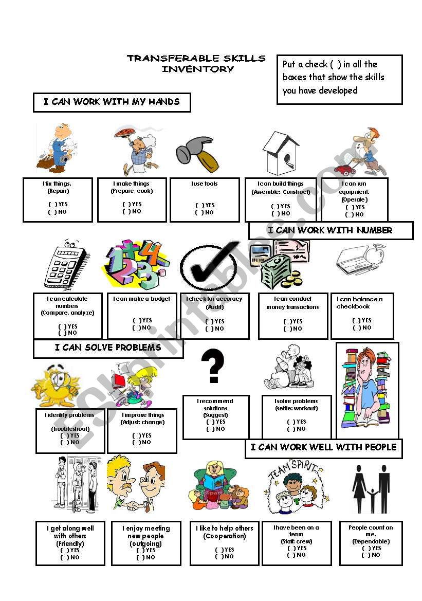 Transferable Skills worksheet