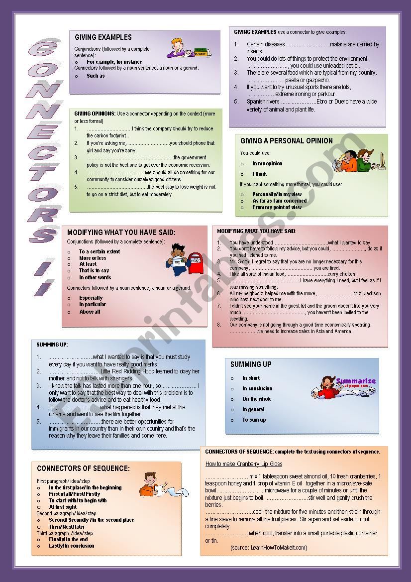 Connectors II- Second part of the connectors worksheet