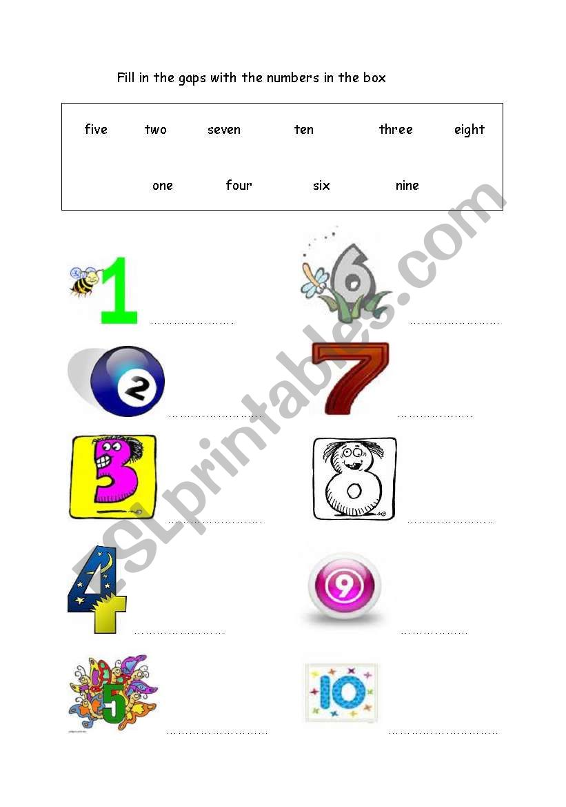 numbers worksheet