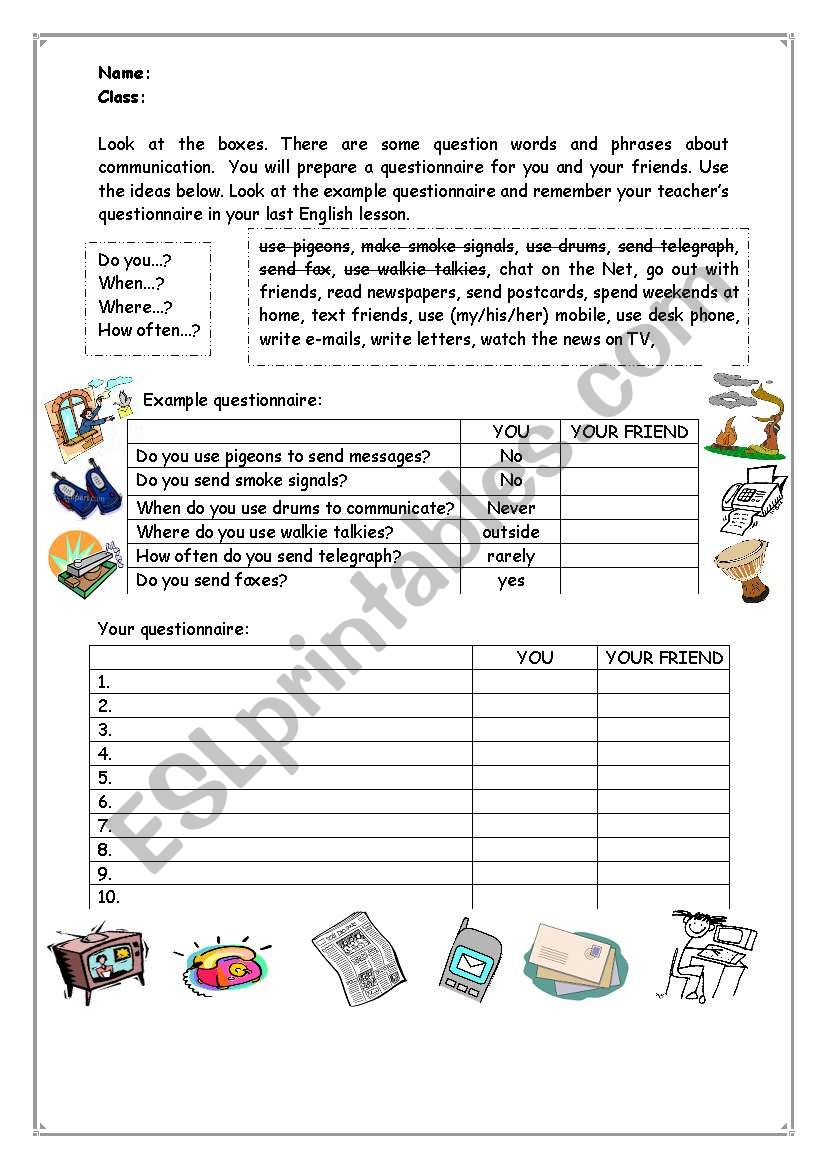 questionaire worksheet