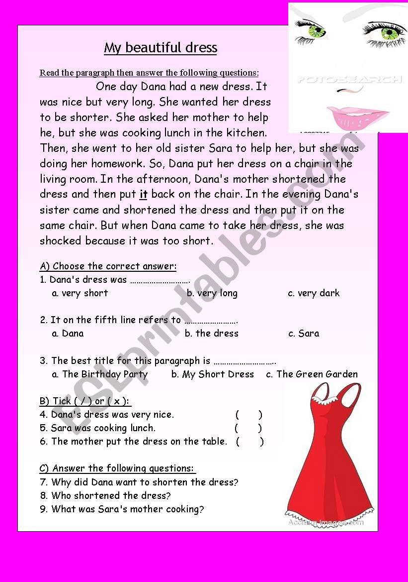My beautiful dress worksheet